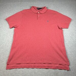 Polo Ralph Lauren Custom Fit Polo Mens XL Red 100% Cotton Gray Pony NOTE
